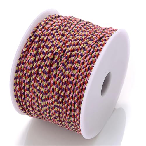 10Roll String for Bracelets 2mm 10M Three-Color Four-Strand Braided Cotton