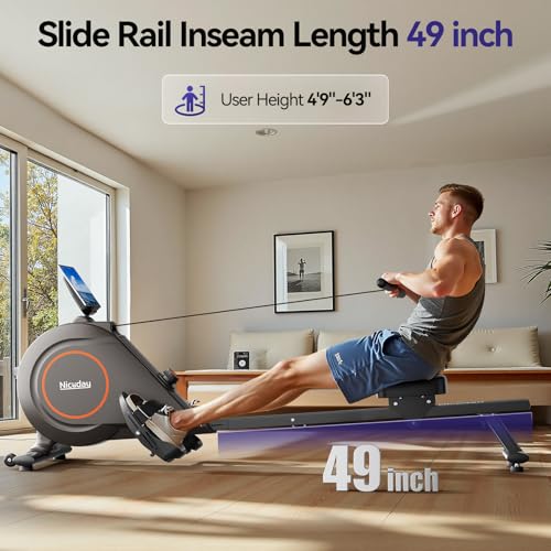 Niceday Rowing Machine, Magnetic Rower for Home Use, Smart Rowing Machine Bluetooth Compatible with Kinomap APP, Rower Machine with 16 Resistance Levels & 350 LBS Weight Capacity