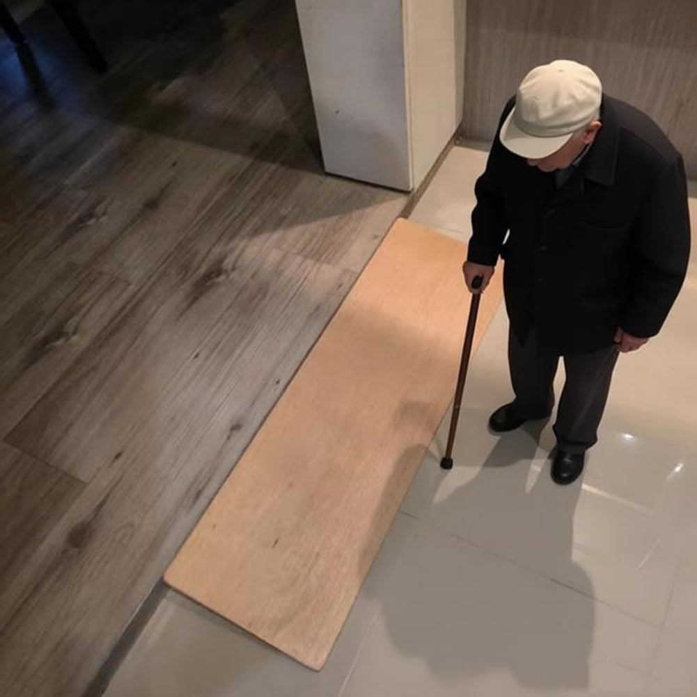 1-5 cm Drewniana Rampa Progowa do Schodów Domowych, Przenośna Rampa dla Wózków Inwalidzkich do Chodzików Wózków Skuterów Zamiatarki(80x20x4cm)