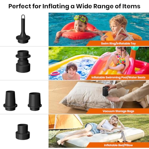Image of Portable Electric Vacuum Pump for Storage Bags Inflate Deflate Cordless 1500mAh Rechargeable Air Pump with Multiple Nozzles, Type C Charging Compression Clothes, Blankets, Pool Floats