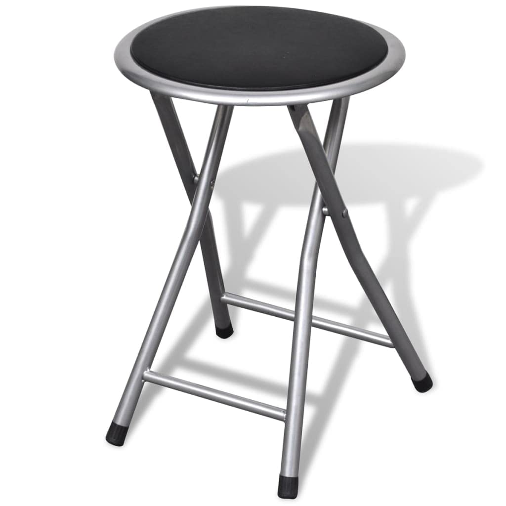 Klappbare Hocker 4 Stk mit Kunstlederbezug, Stahlrahmen, 30x44,5 cm, faltbar, platzsparend und leicht, robust und stapelbar für Küche, Garten, Camping, Büro und Gäste