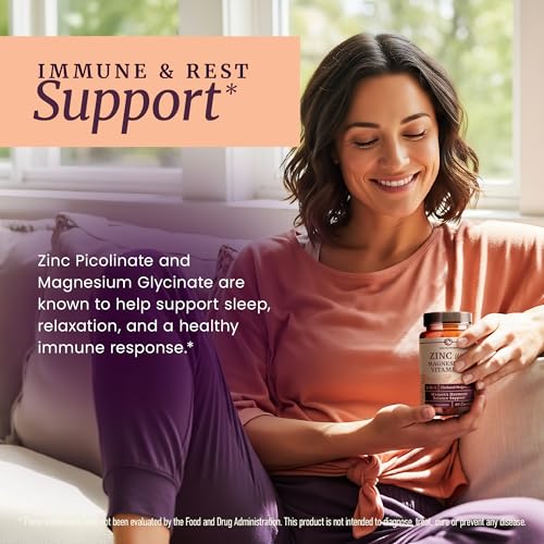 Image of Zinc and Magnesium Supplement with Vitamin B6, Women's Hormone Balance | Menstrual Cycle & Immune Support, High Absorption Chelated Magnesium Glycinate with Zinc Picolinate and Vit B6, 60 Capsules