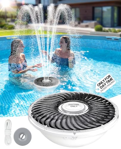 Solar Pool Fountain, 2026 Upgraded Large Solar Pool Water Fountain, Floating Pool Fountain for Above Ground Pool,Solar Floating Fountain Pump for Daytime Use White-1PK