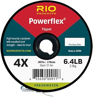 RIO Products Powerflex Tippet, Freshwater Fly Fishing Trout Tippet, Superb Knot Strength, Stretch, and Suppleness, 30yd Spools, 3 Pack