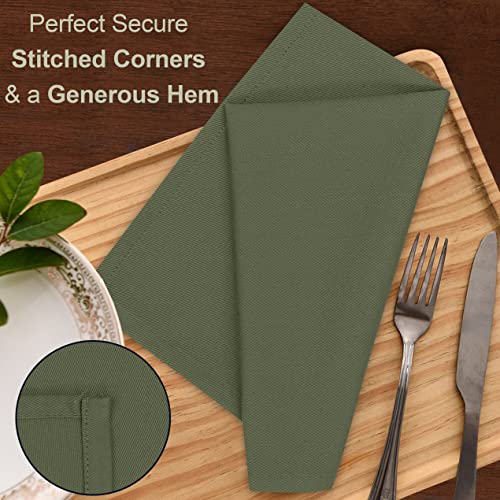 Image of Ruvanti Cloth Napkins set of 12, 18x18 Inches Napkins Cloth Washable, Soft, Durable, Absorbent, Cotton Blend. Table Dinner Napkins Cloth for Hotel, Lunch, Restaurant, Weddings, Parties - Martini Olive
