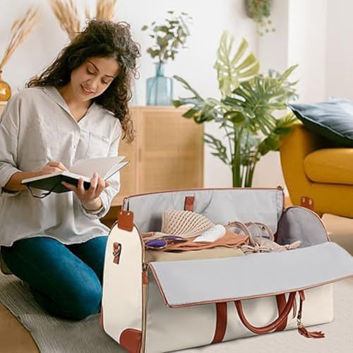 Convertible Carry on Garment Bag for Women, Leather Garment Bags for Travel 2 in 1 Hanging Suitcase Suit Bag for Women Travel Bags3