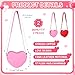 Dansydaisy 2 Pcs Heart Crossbody Bag for Women, PU Leather Small Satchel Purse, Adjustable Strap, Valentine's Day Gift (Red,Pink)