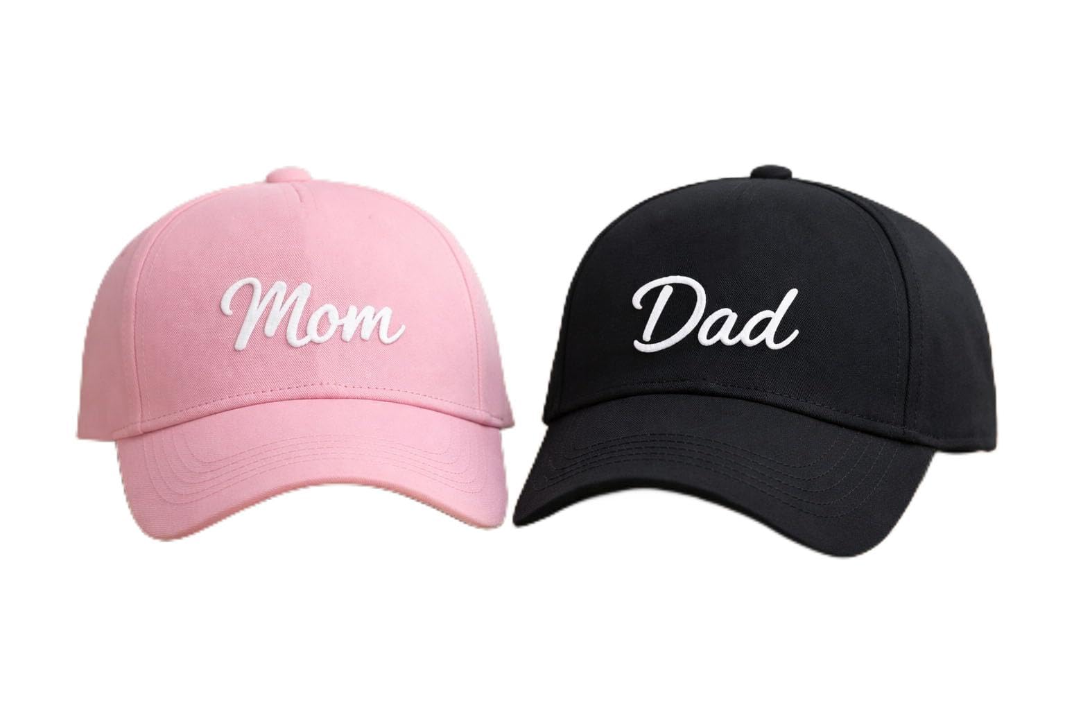 Mom Dad Matching Couple Caps for Parents | Adjustable Cotton Baseball Hat for Men & Women | Embroidered Mom Dad Cap Set | Gift for Mother Father | Black & Pink-image-44