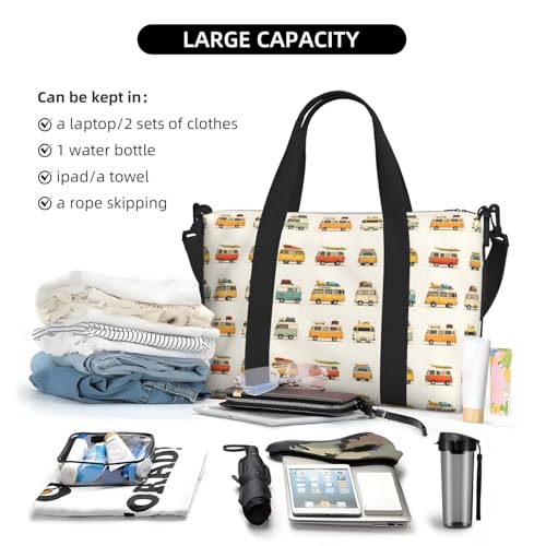 Travel Duffle Bags For Women Men - Cartoon Travel Car Print Personal Item Weekender Overnight Gym Carry On Airport Tote Bag With Strap For Yoga, Travel, Business Trips4