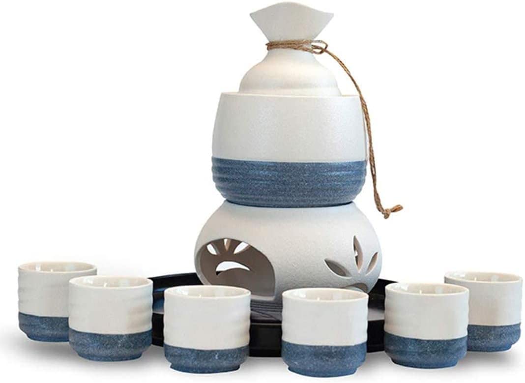Set di Tazze da Sake Giapponesi Set da 10 Pezzi con stufe Calde e vassoi per Natale, Compleanni e anniversari