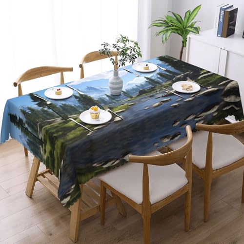 Nappe carrée en polyester lavable pour table rectangulaire - 3