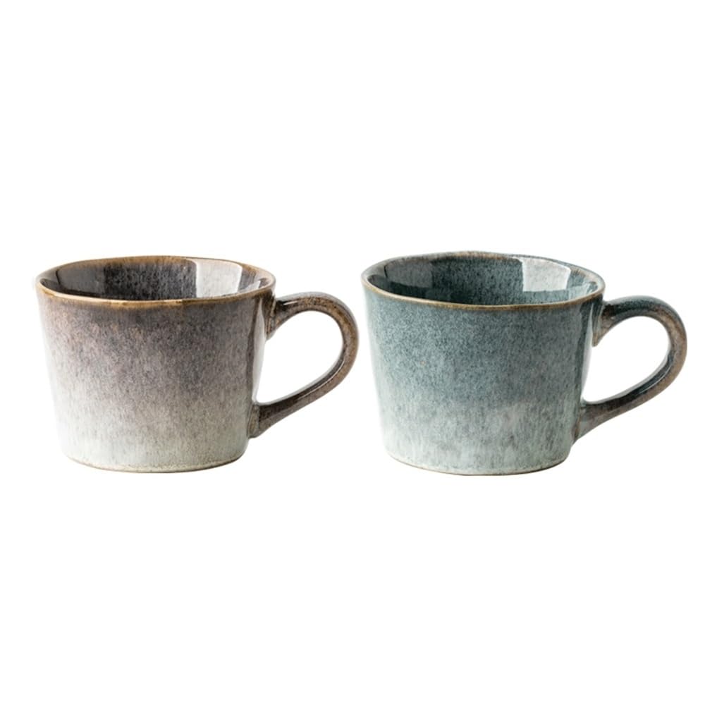 Taza de café de cerámica 350 ml: juego de 2 tazas de agua y té con diseño de ondas
