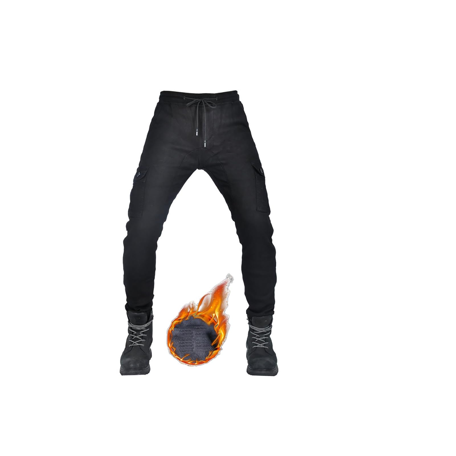 Jeans Da Equitazione Invernali Antivento, Pantaloni Da Moto | Pantaloni Da Moto Foderati In Pile Termico Con Armatura for Ginocchia E Fianchi Certificata CE