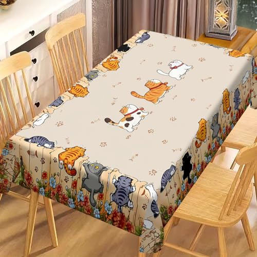 acsewater Nappe avec Motifs de Chats Amusante Nappe imperméable et Lavable pour Les Amoureux des Chats Décoration intérieure Ø 180 cm Round
