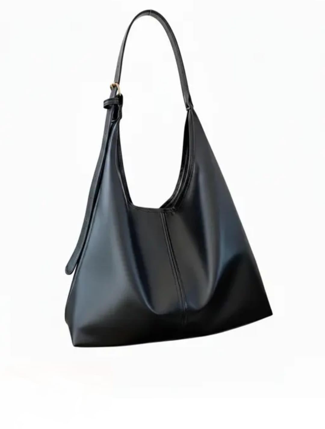 Women Black Hobo Shoulder Bag, Synthetic Leather Stylish Black HOBO Shoulder Bag for Women – Perfect for College & Office Use-image-0