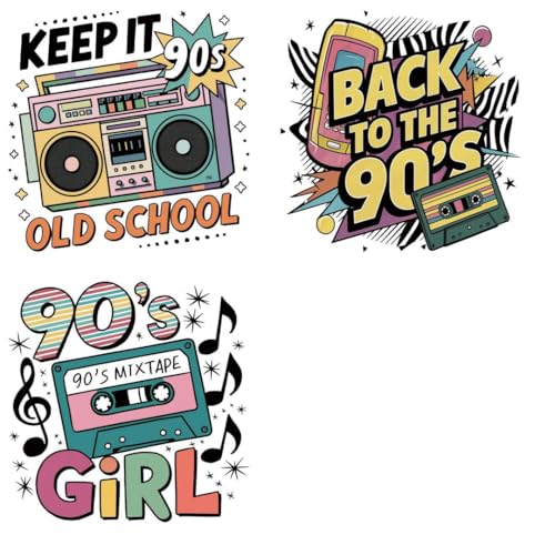 Retro Music Sublimation Iron Transfer Patch Heat Transfer Sticker Vinyl Design Iron Applique T-Shirt Clothing DIY Craft Applique Clothing Decoration (P3)