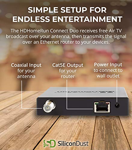 SiliconDust HDHomeRun Connect Duo 2-Tuner LiveTV for Cord Cutters (HDHR5-2US) (Renewed)