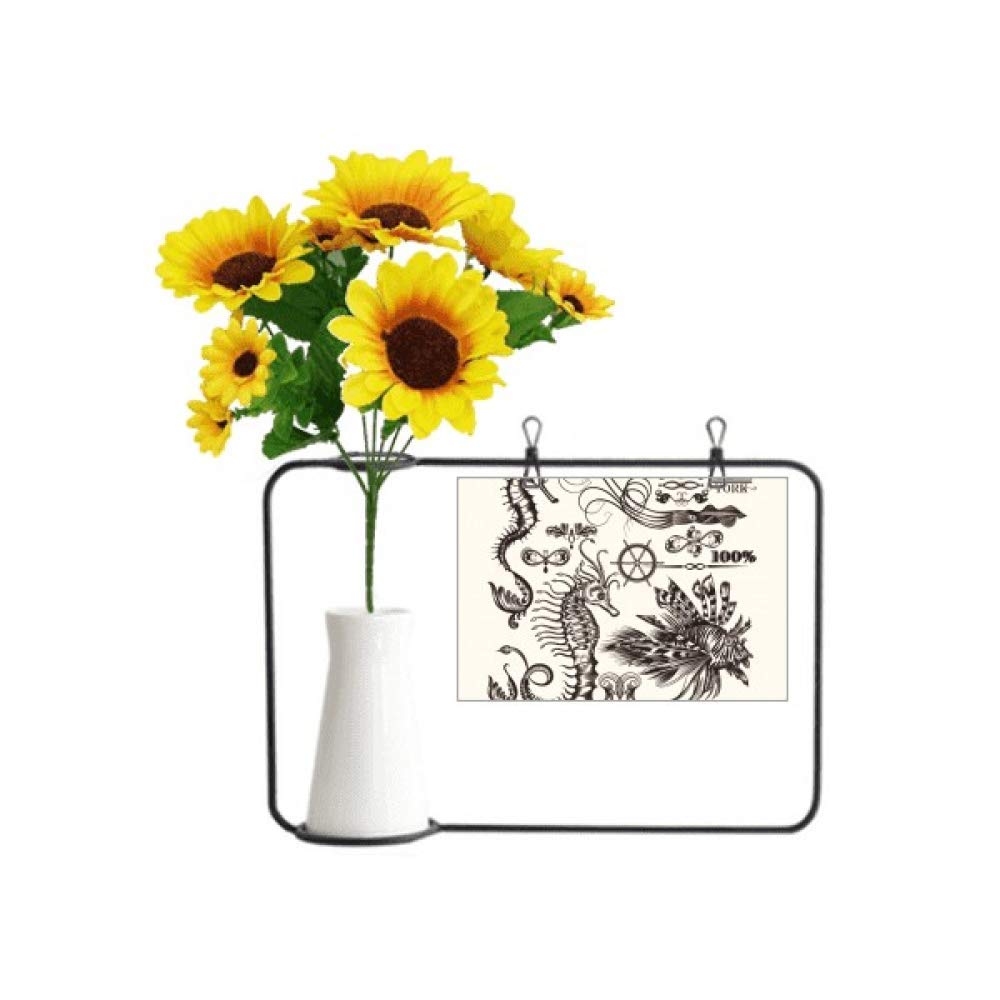Beauty Gift Hippocampe noir : kit vase de tournesols et carte pour offrir