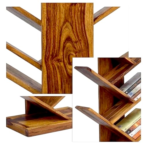 Image of Solid Sheesham Wood Book Shelf (Honey Finish, 29D x 42W x 140H)