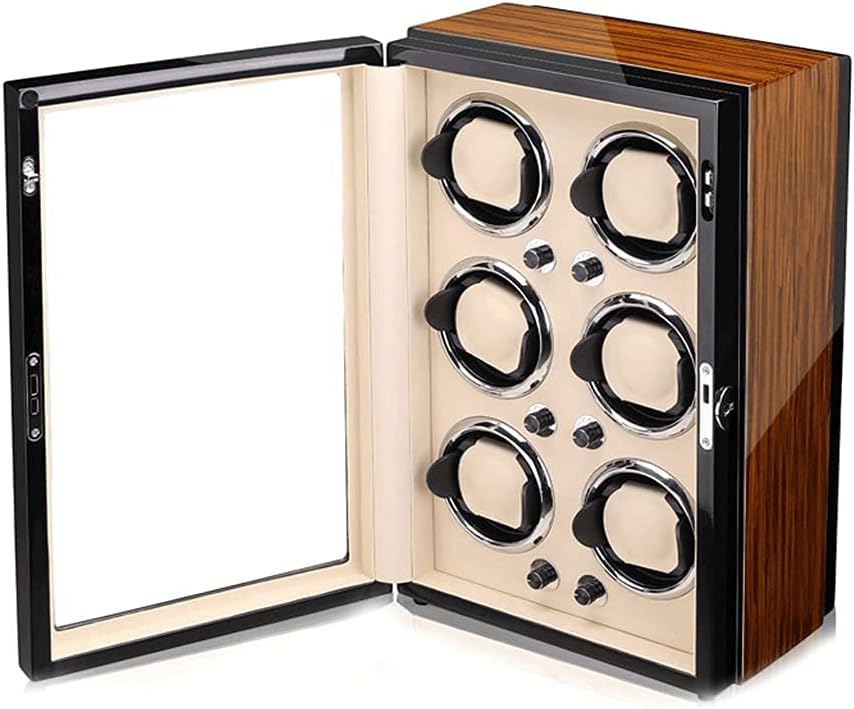 Luxury Wooden Watch Winder Box Motor Shaker Holder 6Slots Storage Boxes Automatic Mechanical Watches Winding Machine Luxury Gift