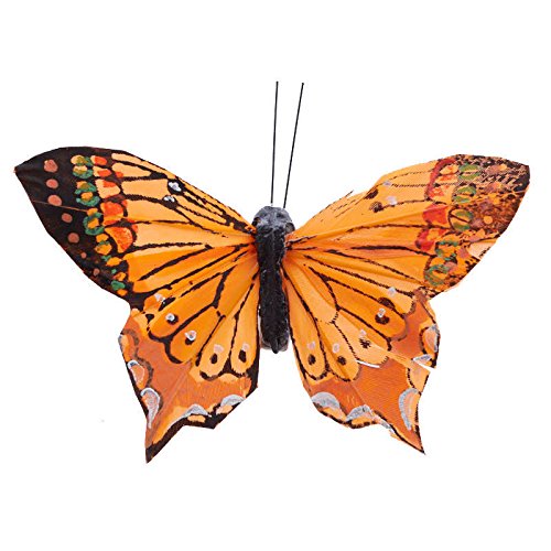 Factory Direct Craft Multicolored Feathered Butterflies- 12 Butterflies