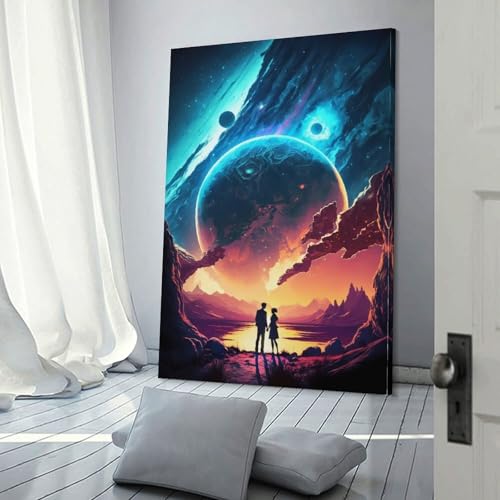 Affiche Toile Couple sur Mars - Tableau Emouvant Retro pour Salon