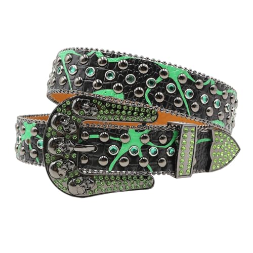 Belts for Women, Hot Rhinestone Belts Studded Skull Lether For Women Designer Strap Jeans