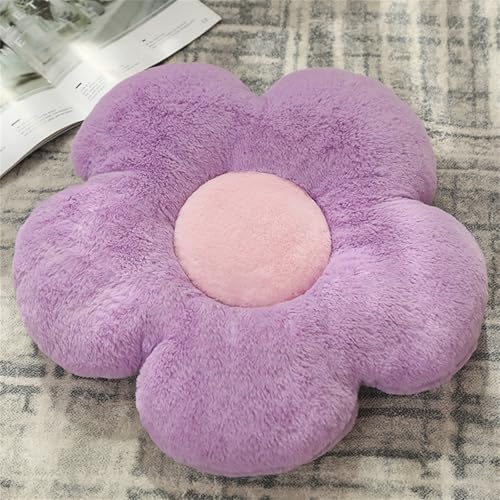 Chickwin Coussin Fleurs, Mignon en Peluche Floral Coussin Aesthetic Coussins Décoratifs pour Décoration Chambre, Maison et Canapé Lit (35 * 35,Violet)