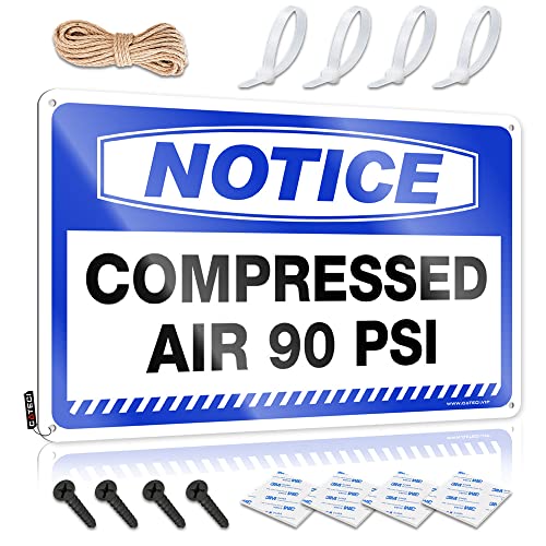 Abipuir Signs for Man Cave Notice 圧縮空気 90 Psi ブリキ看板 レトロ ルーム 装飾 おもしろサイン ホームバー用(サイズ:20X30CM)