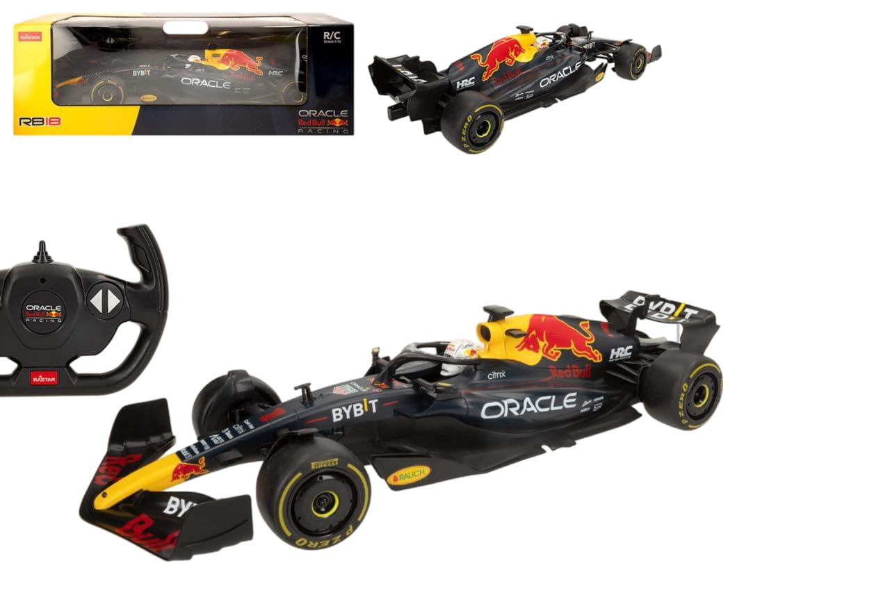 ColorBaby 41286 Rastar Samochód zdalnie sterowany F1 Oracle Red Bull Racing RB18, Oficjalna licencja, Skala 1:12, Formuła 1, Pojazd radiowy, Częstotliwość 2.4 GHz, 6 kierunków, zabawki sterowane