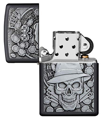 Zippo Encendedor de Bolsillo Calavera Negro Mate miniatura 4