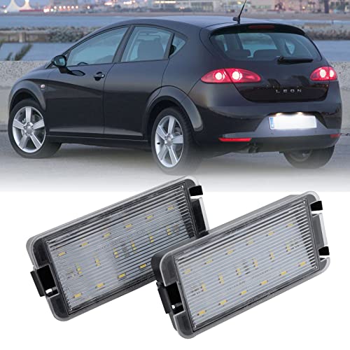 njssjd Lot de 2 lampes LED pour plaque d'immatriculation de voiture Seat Ibiza 1997-2009 Cordoba Leon Toledo MK3 Altea Arosa Toledo MK2 Tag Lamp OEM # 5P0943021
