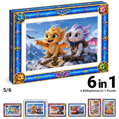 TOSY Picture Cube Dragon Tales: 6-in-1 magnetisches Bilderpuzzle, 48 Blöcke, 288 Puzzleflächen, 1,6 cm, B063, Nahtlose UV-Kunst… – Ansicht 10