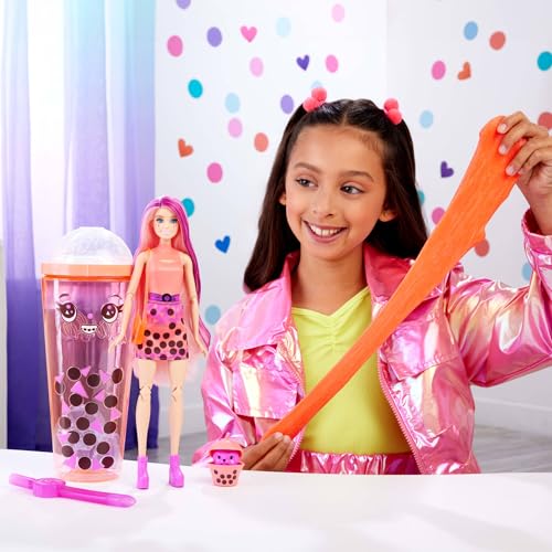 Barbie Pop Reveal Bubble Tea Series Doll & Accessories with Pet, 8 Surprises Include Color Change, Cup with Storage (Styles May Vary)