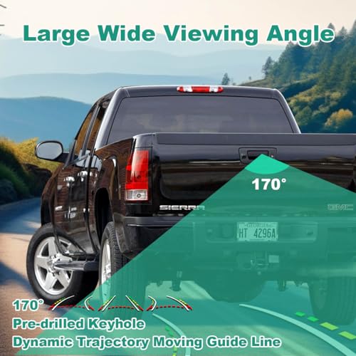 Image of Tailgate Handle Reverse Backup Camera Replacement for Chevy Silverado and GMC Sierra Years 2007-2013, GreenYi AHD 720P Pickup Rear View Parking Camera with Trajectory Guideline
