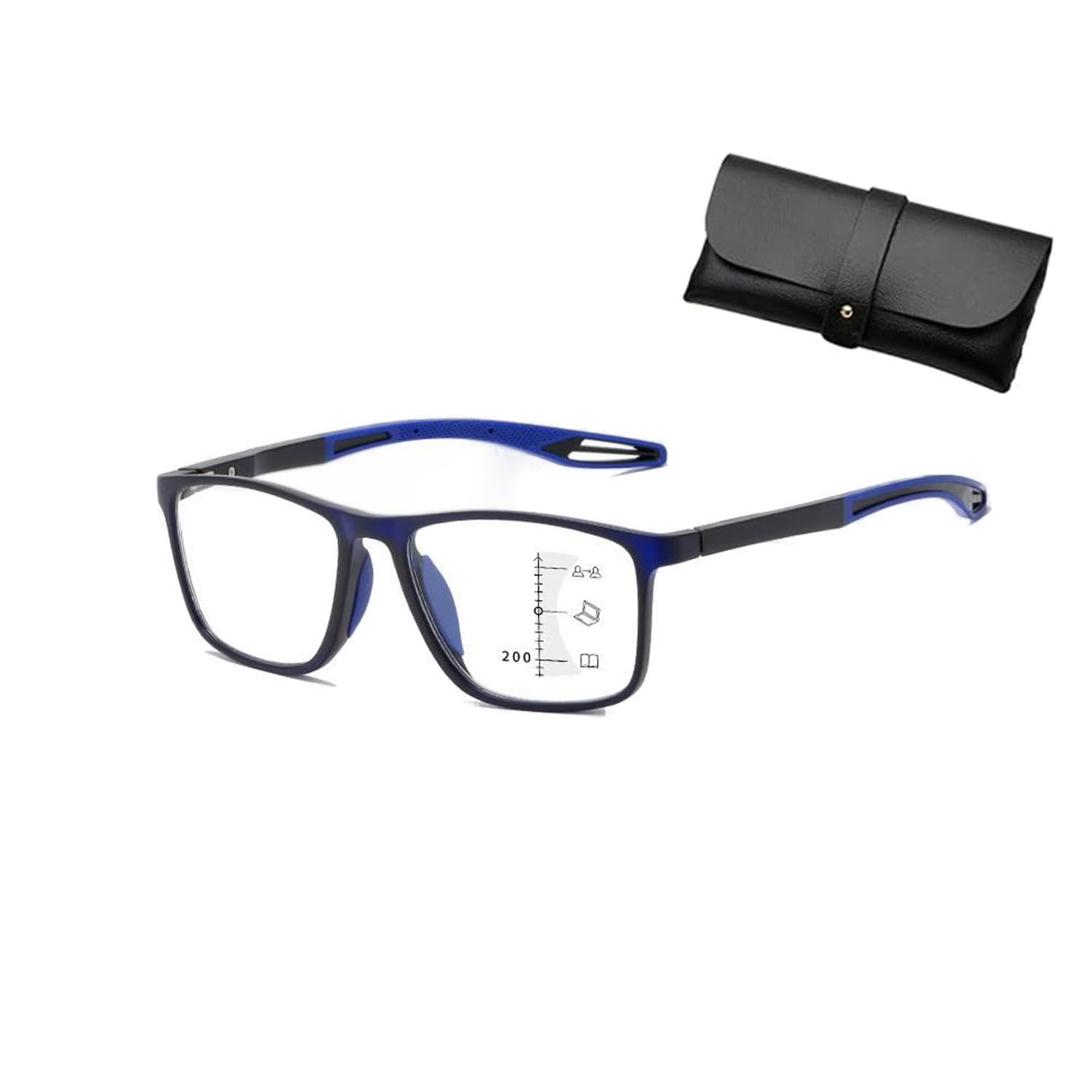 Aosrioylt Sport Intelligent Photochromic Progressive Bifocal Presbyopia Glasses, Chromoscope, Reading Glasses(Blue,+1.00)