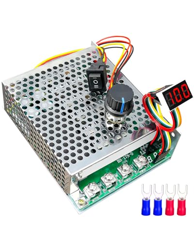 PWM DC Motor Speed Controller, DC 10-55V MAX 100A, Stepless Brushed Motor Controller with LED Display, Adjustable Potentiometer and Forward Brake Reverse Switch 12V 24V 36V 48V 50V
