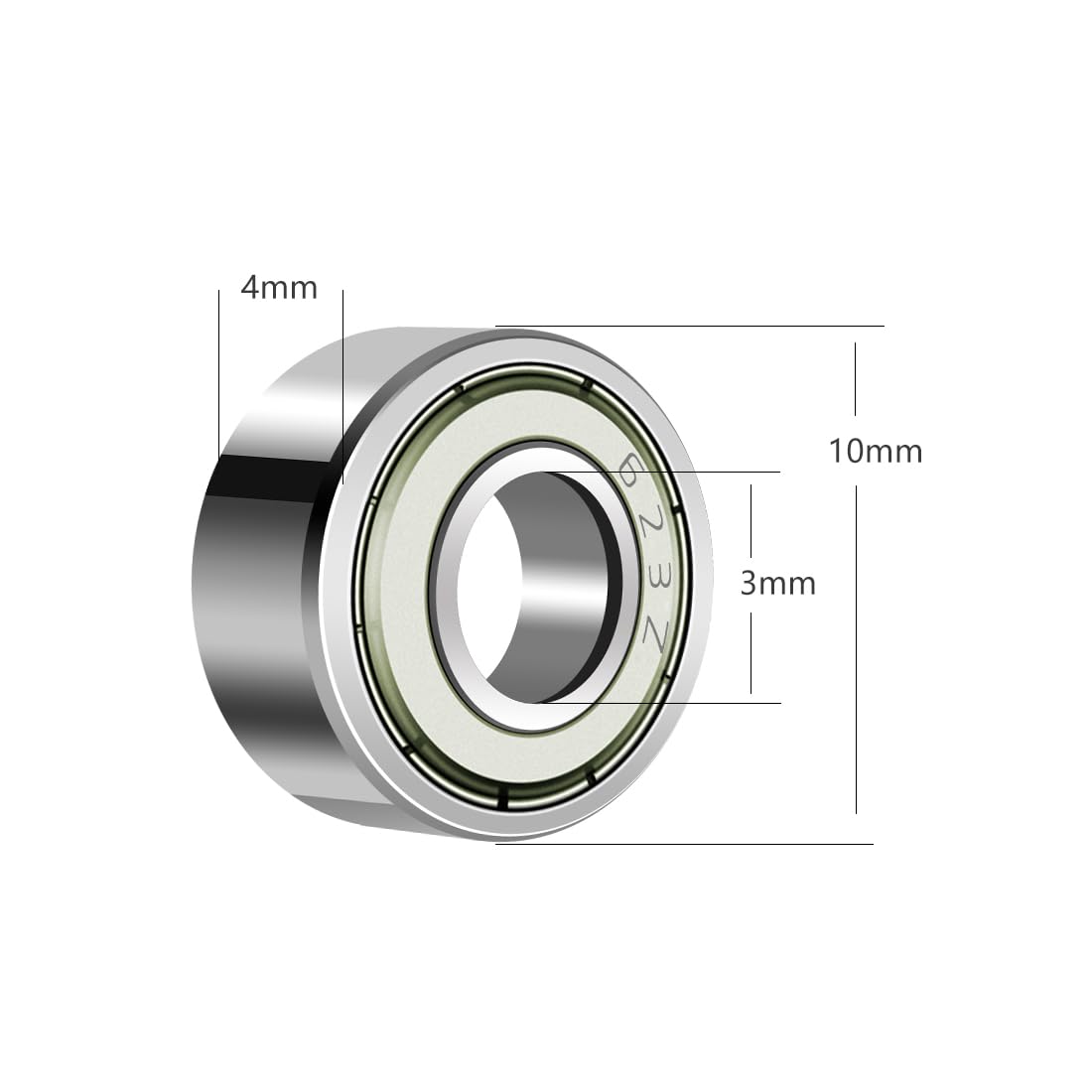 10 szt 623 ZZ łożysko kulkowe 3 mm x 10 mm x 4 mm, wstępnie nasmarowane, podwójne uszczelnienie, łożysko kulkowe 623ZZ