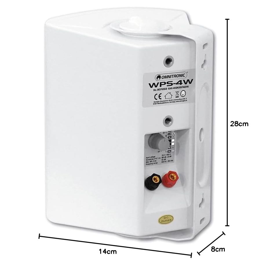 Omnitronic Wps-4W Pa Enceinte Murale Blanche pour Sonorisation Fixe 100V - 6