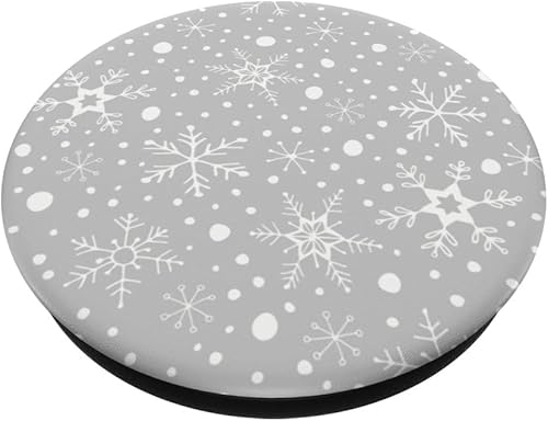 Miniatura 2 de Patrón de copos de nieve grises para invierno, Navidad, vacaciones, nieve, PopSockets intercambiables