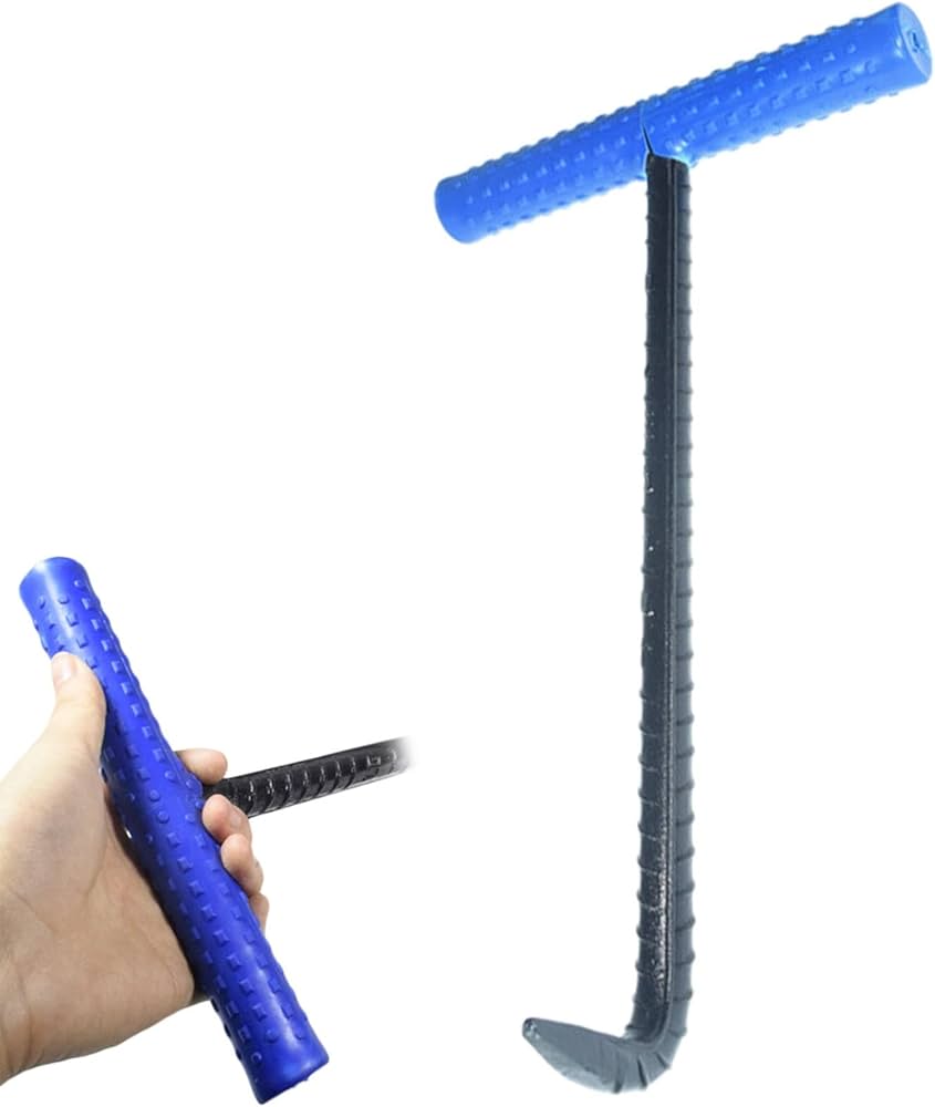 Manhole Lift Hooks with Non-Slip Rubber Handle, Steel T-Style