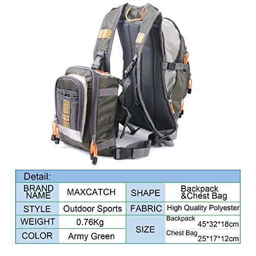Maxcatch Chaleco de Pesca con Mosca Fly Fishing para Hombre y Mujer Ajustable Al Aire Libre (Chaleco/Mochila de Pecho/Mochila) miniatura 2
