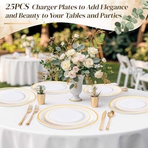 Juego de 25 platos dorados de plástico desechable miniatura 7