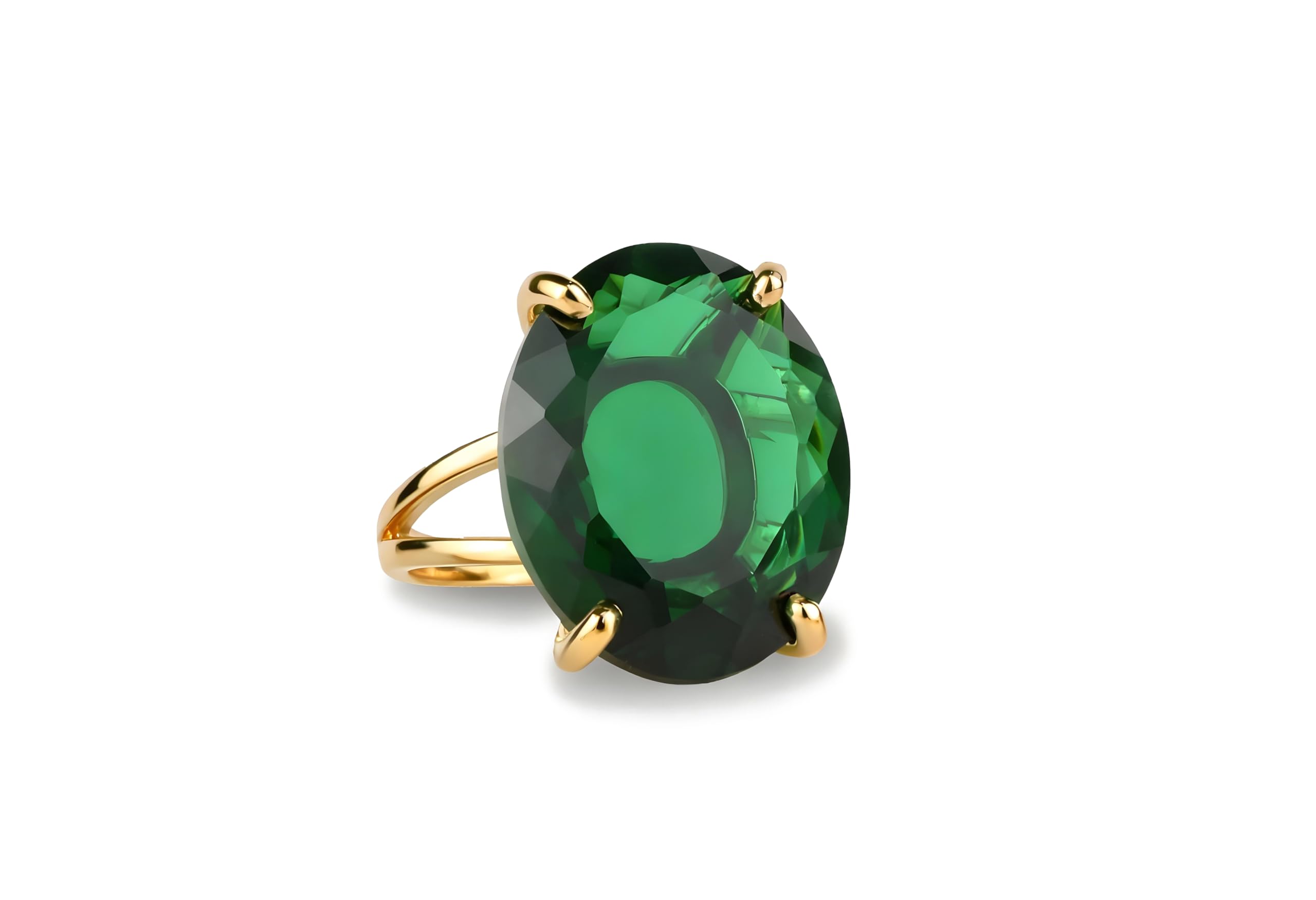 Anillo de Esmeralda de Oro - Anillo de Compromiso de Piedra Natural Facetada, Anillo de Boda, Joyería de Moda para Mujer - Anillo de Declaración Hecho a Mano - Personalizable con Grabado