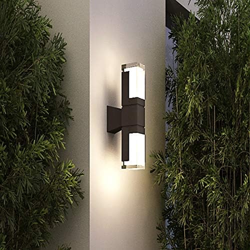 12W LED Outdoor External Wall Sconces Light Waterproof Fixture Up/Down Door Gate Side Surface Mount Lamp K9 Crystal Warm White