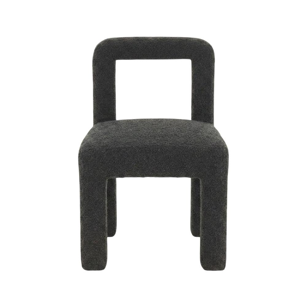 Boucle-Upholstered Dining Chair with Pine Legs by Starlight Canyon Home – Boucle,Wood, Black