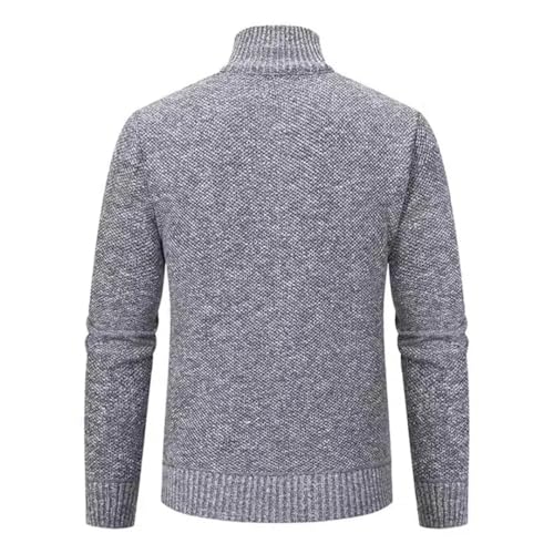 Men Patchwork Zipper Knit Cardigan Long Sleeve Stand Collar Casual Sweater Outerwear2