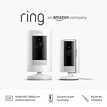 Ring Videocamera esterna a batteria (Stick Up Cam) + Videocamera interna (Indoor Cam 2a gen.) | Telecamera di sicurezza wifi HD, audio bidirezionale | Ring Home: 30 gg. prova gratuita
