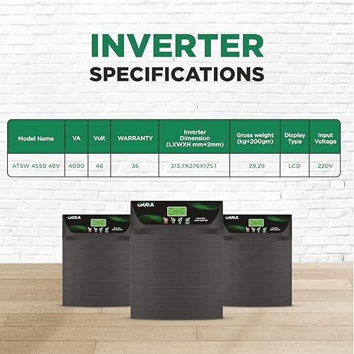 Image of Okaya ATSW 4550 Hi-Capacity Inverter for Home, Office & Shops | 4000VA /48V Pure Sinewave | Reliable Power Backup | Supports 4 Inverter Battery | LED Display | Fast Charging | with 36 Months Warranty