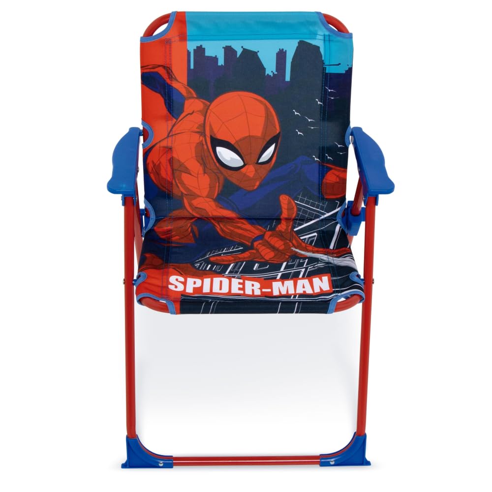 Set Giardino Bambini Spiderman Marvel con 2 Sedie Tavolino e Ombrellone Tavolo Mare Pieghevole Supereroe Sedie 35x38x52 cm Portata 30 kg Età 3+